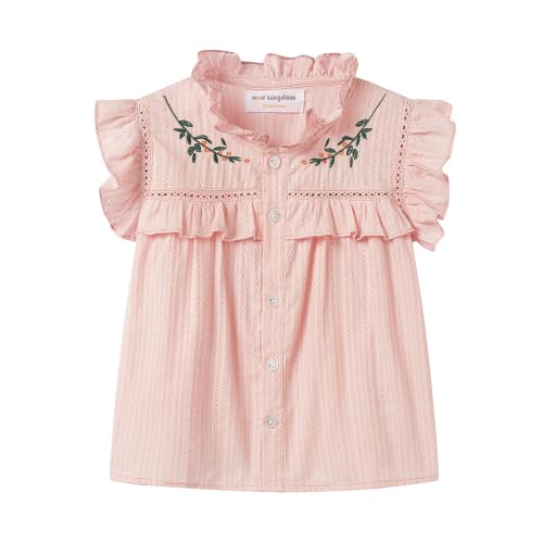 Image of Mud Kingdom Little Girls Peter Pan Collar Blouse Cotton Short Sleeve Button Up