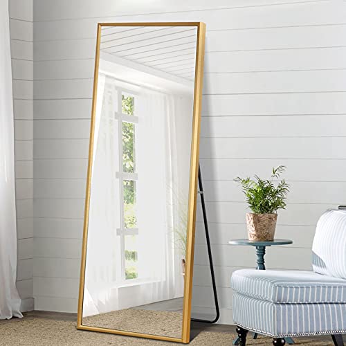 Image of NeuType Full Length Floor Mirror with Standing Holder Bedroom (Titanium Gold)