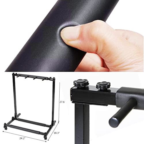 Goudan Acoustic Guitar Stand 3 Rack Universal Foldable Bass Holder - Display Mount Floor With Pedal For Multiple Guitars 1 * 3-Way Classical 3, Black, (80001001-100) #TOP2