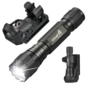 UltraFire Taktische Taschenlampe mit Holster, 1200 Lumen Single Mode LED Taschenlampe für Strafverfolgung mit Gürtelhalterung, Wiederaufladbare Batterie und Ladegerät, Kleine Taschenlampe WF-501B PRO