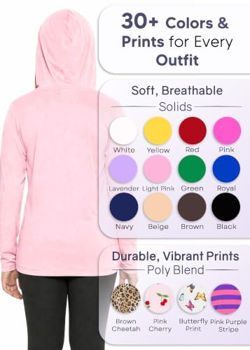 Image of Shirts for Girls Long Sleeve Crew Neck Top, Hoodie or 3 /4 Sleeve Soft Stretch Kids Lightweight Size 2-16