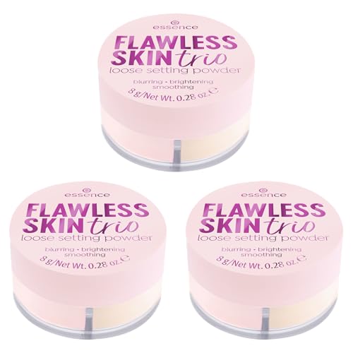 Esence Flawless Skin Trio Loose Setting Powder, Polvo, nº 10, multicolor, aclarador, natural, vegano, sin aceite, sin parabenos, sin micropartículas de plástico, 3 unidades (3 x 8 g)