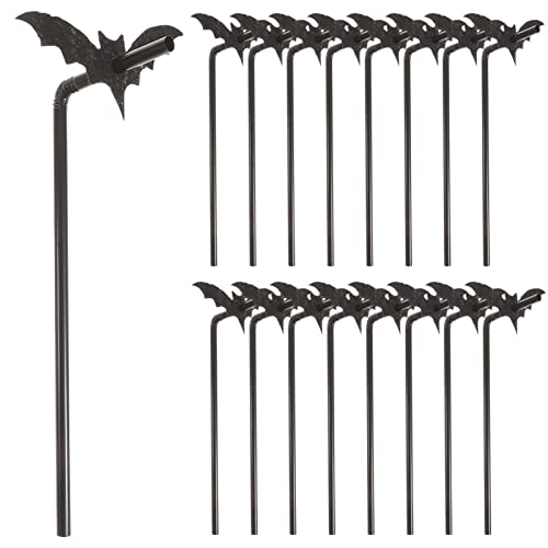 Amosfun 50 Sets Bat Straws Plastic Straws for...