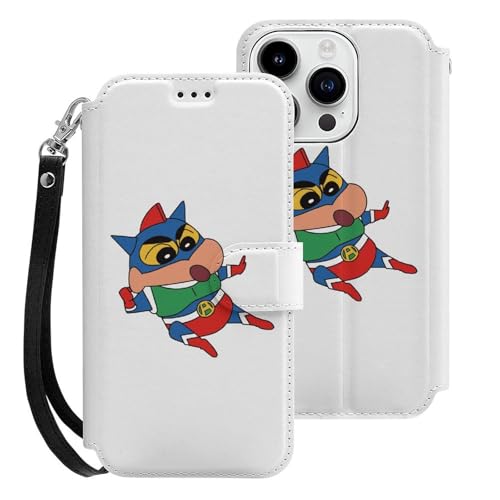 クレヨンしんちゃん iPhone15Pro用ケース 手帳型 スマホケース アイホン15Pro用 財布型カバー カードポケット スタンド機能 誕生日ギフト 人気 男女兼用