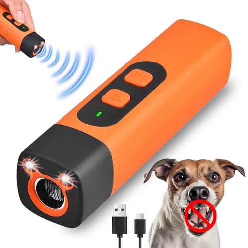Rppiup Anti Bell Gerät Hunde, Antibell Ultraschall Gerät, Type-C Wiederaufladbar Schonendes Ultraschall Hundegebell mit 3 Einstellbaren Frequenzen LED-Taschenlampe für Kleine Mittel