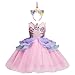Produktbild FYMNSI Kinder Mädchen Einhorn Kostüme Tütü Kleid Blume Rüschen Halloween Unicorn Cosplay Partykleid Hochzeit Brautjungfer Prinzessin Kleider Ärmellos Sommerkleid Festkleid Verkleidung für 3-10 Jahre