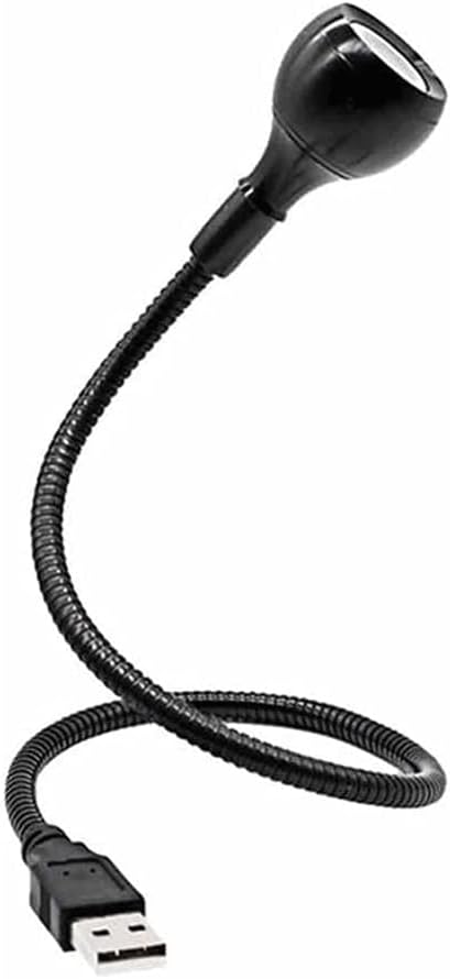 USB Operated Flexible Neck Portable Lamp White or Warm White Lighting Metal for PC Computer,Laptop(Black)