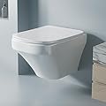 SUPERFLO Wall Mounted Toilet Bowls, Wall Hung Toilet Bowl with Soft Closing Seat, Square One Piece Toilets for Bathroom, Rear Outlet Hanging Modern Toilet (Not included Tank & Bracket)