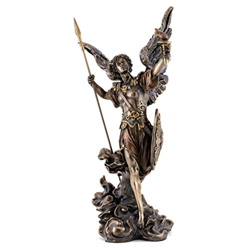 Estatua Arcángel Uriel en Bronce Fundido 13.75 pulg miniatura 2
