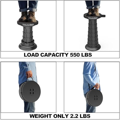 Image of 2026 Upgraded Taller 52cm Collapsible Stool with Cushion,Portable Seat,Telescoping Stools,Adujstable Camping Folding Chair for Adults,Maximum Loading 550Ib for Garden Travel Fishing BBQ