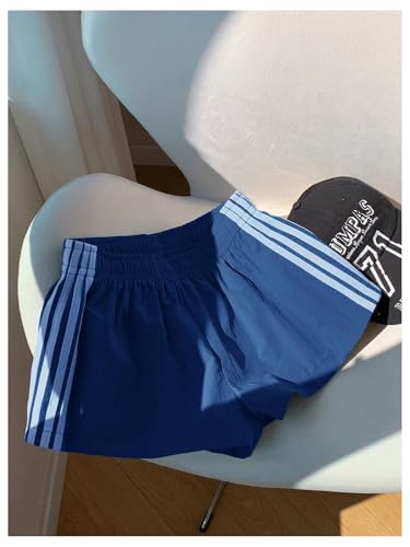 Women's Striped Shorts Elastic Waist Baggy Track Shorts Workout Running Casual Shorts Streetwear4