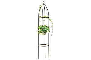 100% Metal Obelisk Trellis 7ft - Sturdy Plant Support for Climbing Vines and Flowers