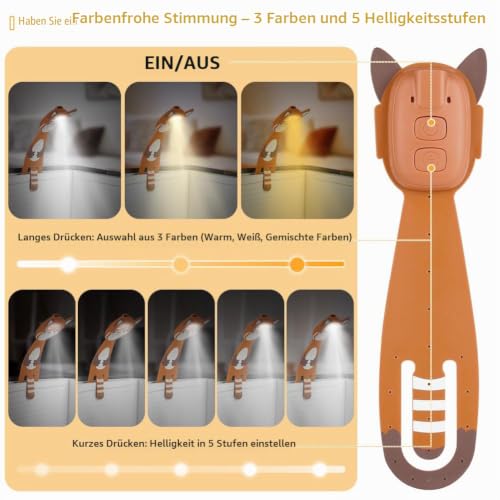 OSDUE LED Leselampe, 2 in 1 Lesezeichen Buch Licht, Leselicht, Kinder und Erwachsene Leseleuchte, Buchzubehör, Geschenk für Leser… – Ansicht 4
