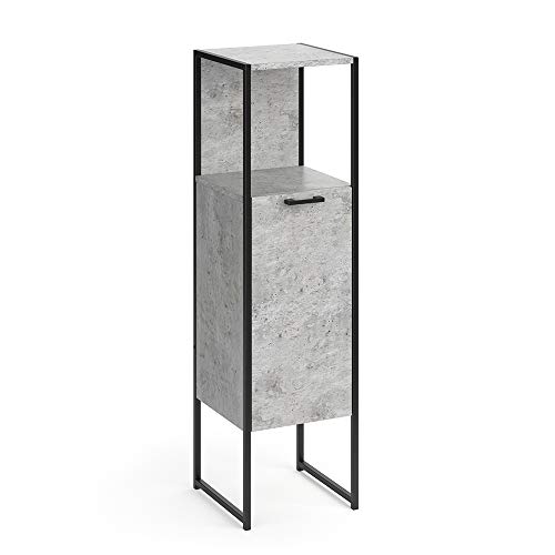 Vicco mobiletto bagno Fyrk, Calcestruzzo/Nero, 33 x 120.4 cm