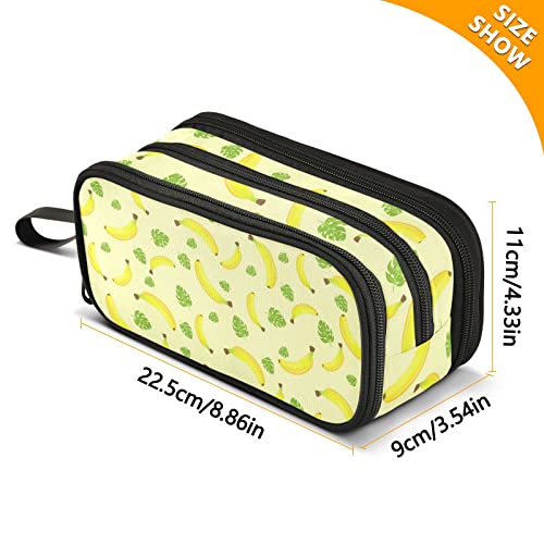 Image of Banana Large Capacity Pencil Case 3 Compartment Pencil Pouch | Large Storage Pen Bag pencil box for Adults School Office Teen Girl Boy Men Women