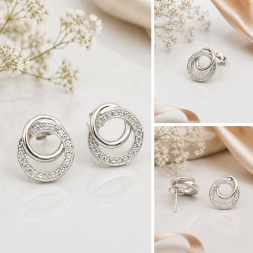 Image of MAIRA 925 Sterling Silver Stylish Contemporary Office wear Earrings for Girls & Woman | Hypoallergenic | Rhodium plated with Anti Tarnish & Korean Finish| 6 months Warranty.