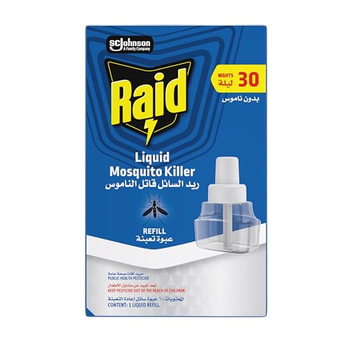 Raid Mosquito Repellent Refill for 30 Nights Protection Neutral Scent 21.9ml. Deterrent for 12m square Coverage - Long-Lasting 8-Hour Defence