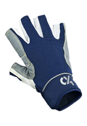 crazy4sailing Segelhandschuhe Herren & Damen Racing Navy L – Kurzfinger für Segeln, Kajak & Fahrrad – Griffiger Amara & Spandex Mix – Atmungsaktiv für Jolle & Sportboot