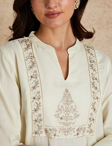Image of Amazon Brand - Myx Women Embroidered A-line fit Kurta (Available in Plus Sizes)