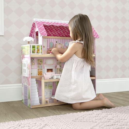 Delta Children Little Gem Dollhouse - 3-Story Dollhouse with 4 Rooms - Includes 16 Accessories - Fits 5-inch Dolls - Pretend Play Dream Gift for Ages 3+ - image 9