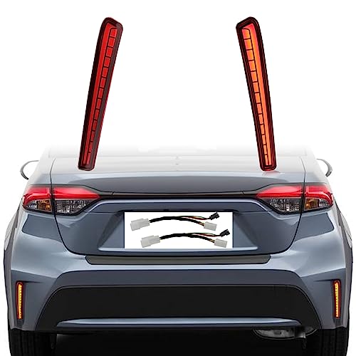 KEEGTBOX LED Rear Bumper Brake Light Kit Daytime Running Light Dynamic Sequential Turn Signal Lamps Fit for Toyota Corolla L LE XLE 2021-2023 Accessories (Red)
