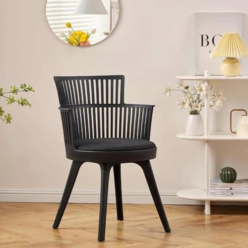 Image of Set of 4 Modern Style Mid Century Modern Dinning Room Cafe Hotel Office Wooden Legs Chair (Black-Black)