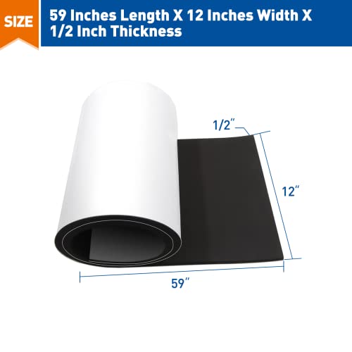 Magzo Adhesive Rubber Sheet 1/2 Inch Thick X 12 Inch Width X 59 Inch Length, Closed Cell Foam Sheet Rubber Strip With Adhesive #TOP1