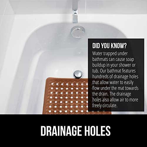 Gorilla Grip Patented Shower And Bath Mat, 35X16, Machine Washable Bathtub Mats, Extra Large Bathmat, Drain Holes And Suction Cups To Keep Floor Clean, Soft On Feet, Bathroom Accessories, Brown #TOP3