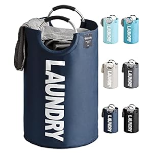 YOUDENOVA Panier à linge pliable – Capacité de 82 l – Avec poignée – Bleu foncé – Taille unique