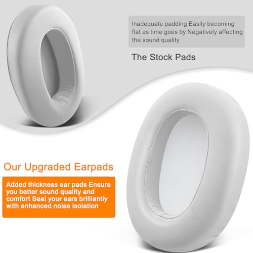 Image of SOULWIT Protein Leather Replacement Earpads for Sony ULT WEAR /WH-ULT900N (WHULT900N) Over-Ear Noise Canceling Headphones, Ear Pads Cushions with Noise Isolation Foam - ULT WEAR PL White