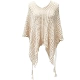 [Hnonoxy] ビキニ カバーアップ 水着 レディース カバーアップ ベージュ かぎ針編み 夏 ビーチウェア 大きいサイズ 水着の上 透かし編み ビキニ ブラウス ボヘミアン 服 夏 ビーチ 休日 旅行 普段着