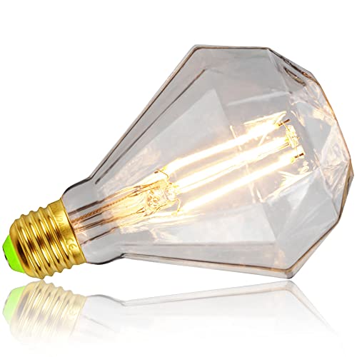 Lightingdesigner Bombilla Edison Vintage G95 Filamento LED 4W No regulable 220-240v E27 Blanco cálido (Diamond) Cover