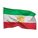 PHENO FLAGS Iran Flagge mit Löwe 90x150cm - wetterbeständige Fahne mit Messingösen, 100% Polyester, robuste Doppelnaht & in lebendigen Farben - ideal für Flaggen-Liebhaber