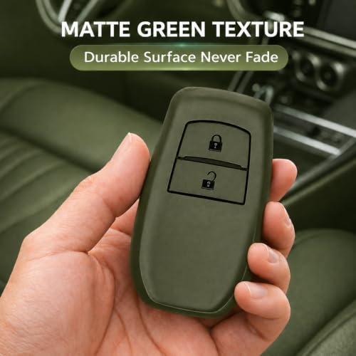 Image of JVCV Soft TPU Cover Compatible with Toyota Fortuner Hilux Innova Crysta Fortuner Legender Innova HyCross Land Cruiser 2 Button Smart Key | Scratch-Resistant Case (2B Matte Green)