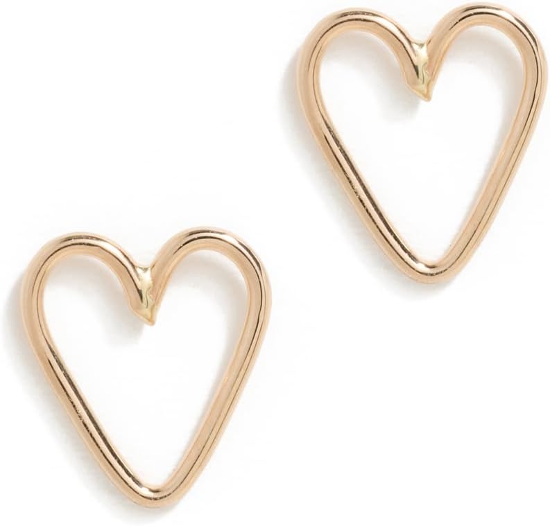 Zoe Chicco Women's 14k Gold Tiny Open Heart Studs, 14k Yellow Gold, One Size
