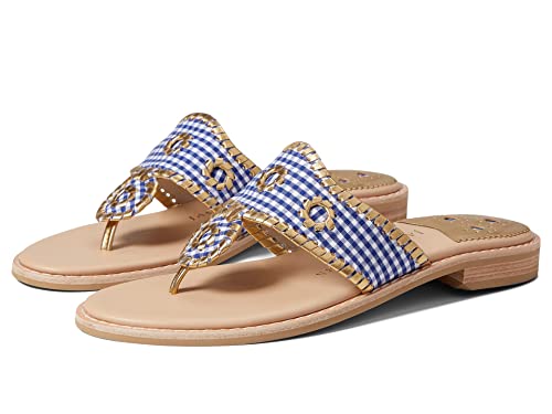 Jack Rogers Jacks Ii Flat Sandal Gingham Gingham/Gold 9.5 M #TOP24