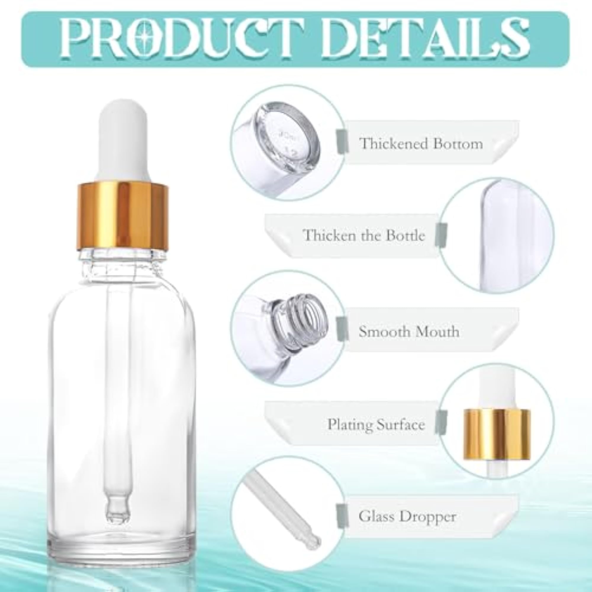 16Pcs 30ml Glass Dropper Bottles, Clear