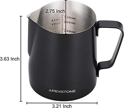 Apexstone ESP12-CC-115 Black Espresso Milk Frothing Pitcher 12 Oz thumb #3