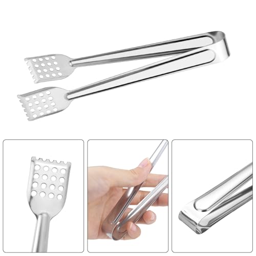 10 Pack Serving Tongs Buffet, 17cm Stainless Steel Food Tongs Kitchen Cooking Tong, Ice Tongs Cake Salad BBQ Tong for Barbecues, Parties, Birthdays, Kitchen - Image 4