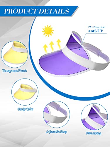 20 Pieces Sun Visor Hats Women Sports Beach Golf Hat Pvc Visor Hats For Women Colored Visor Retro Visor For Women Men Outdoor Party Golf Beach Sports Activities #TOP2