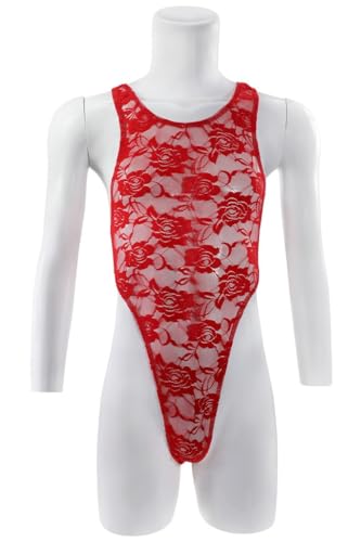 Men's Sexy Rose Lace High Cut One-Piece Undershirt Overall Muscle Shirt Skinny Bodysuit Clubwear2