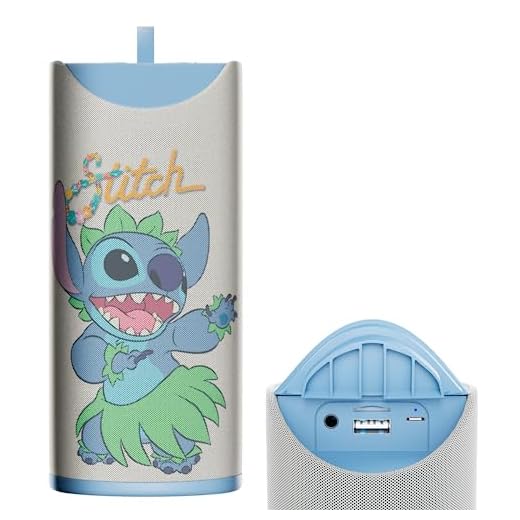 iJoy Stitch Speaker - Disney Lilo and Stitch Bluetooth Speaker, Splashproof, 3H Playtime, SD Slot/FM Radio, Stitch Hula Dancing, Portable Gift for Girls/Women/Men/Fans