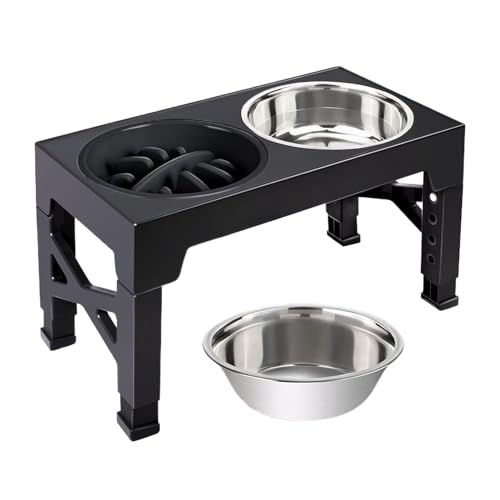 Erhöhte Hundenapf- 43 cm ABS Hundebackständer | Höhenverstellbarer Ständer Auf 5 Stufen Mit Langsamem Feeder- Gericht | Komfortables Anti- Rutsch- Futter Für Kleine, Mittlere Und Hunde, Ka