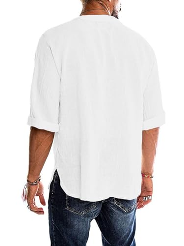 Men's Fashion Shirt Short Sleeve Beach V-Neck Drawstring Printing Yoga African Summer Top4