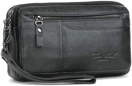 Hebetag Leather Clutch Purse Wallet for Men, Black