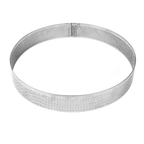 Pavoni XF2335 Progetto Crostate Perforated Stainless Steel Round Tart Ring 3.5 Centimeters High, 1 Each (23cm Diameter)