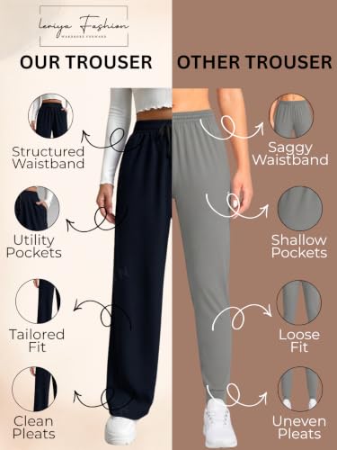 Image of Leriya Fashion High Waist Trousers for Women - Flared Korean Style Formal Pants | Elegant Workwear for Office, College & Events (Available in Plus Size