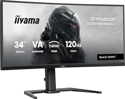 iiyama G-Master Black Hawk GCB3482WQSU-B1 Curved 1500R 86.4cm 34“ VA LED Gaming Monitor UWQHD HDMI DP USB3.2 USB-C 0.6ms 120Hz HDR400 FreeSync Premium Höhenverstellung schwarz