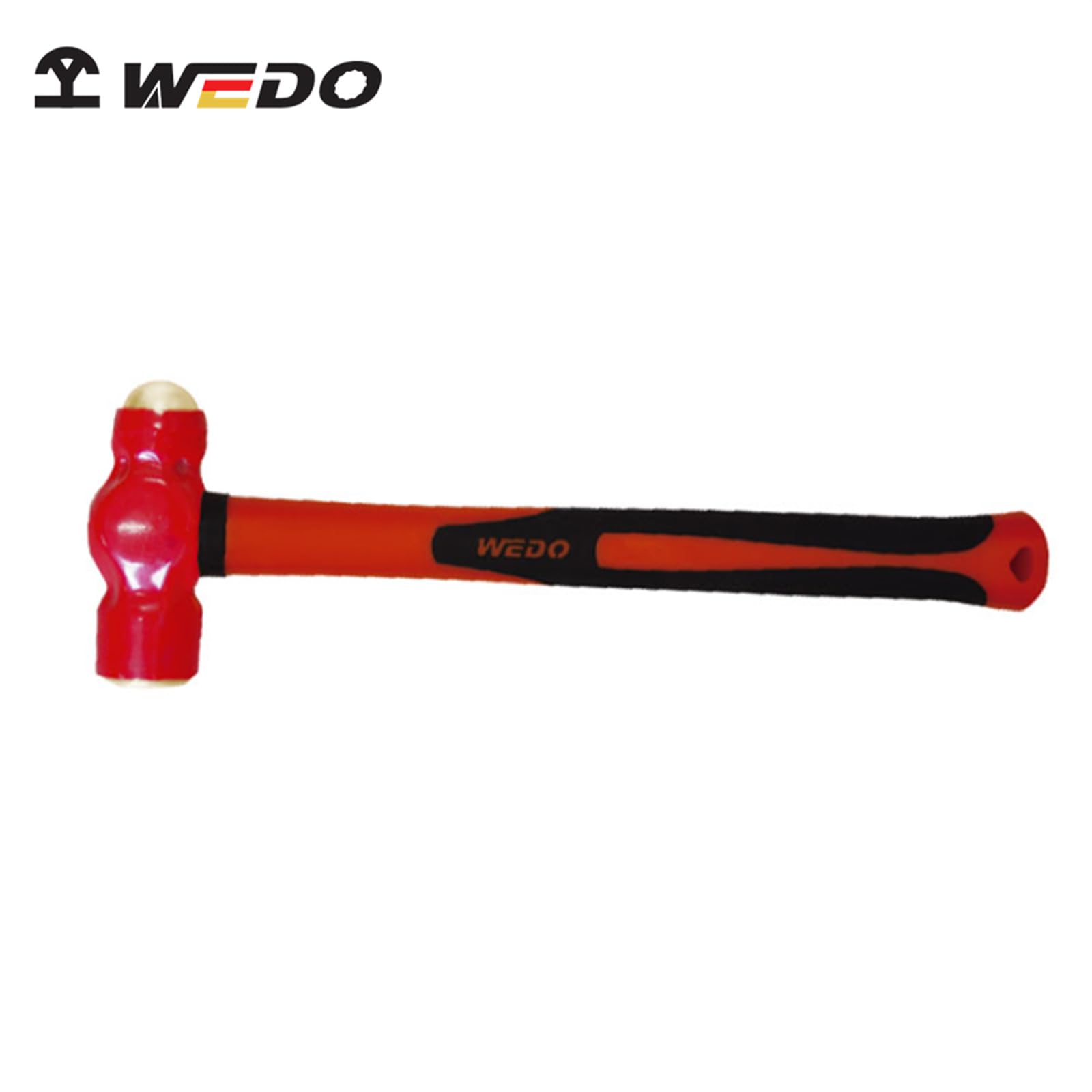 WEDO Martillo de bola con mango de fibra de vidrio, martillo de bola sumergido aislado sin chispas, longitud 280 mm, cabeza de martillo 230 g, VDE 1000 V, cobre berilio, no magnético, estándar DIN,
