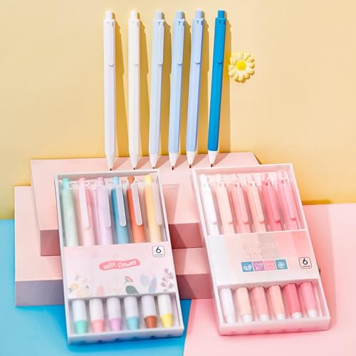 Joucien 6 peças/caixa - Conjunto de caixa de 0,5 mm de cor retrô caneta neutra minimalista ST cabeça